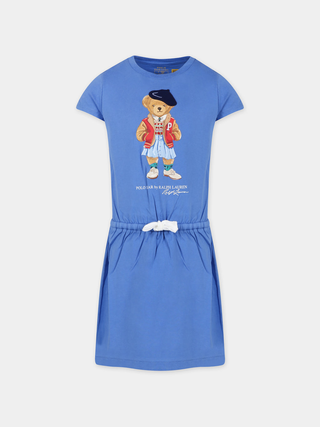 Light blue dress for girl with Polo Bear